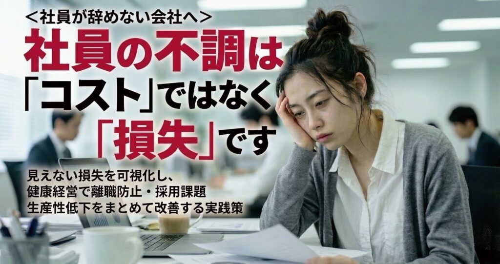 ＜社員が辞めない会社へ＞見えない損失を可視化し、健康経営で離職防止・採用課題・生産性低下をまとめて改善する実践策
