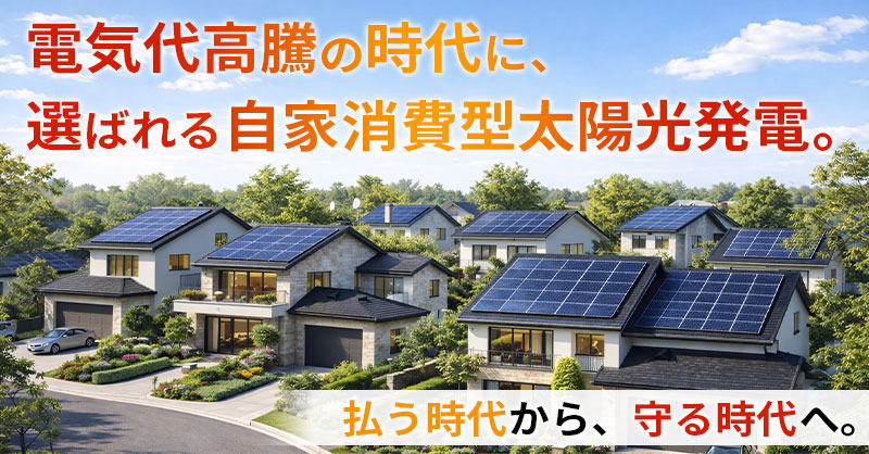 電気代高騰の時代に、選ばれる自家消費型太陽光発電。”払う電気代”から、”守る電気代”へ。