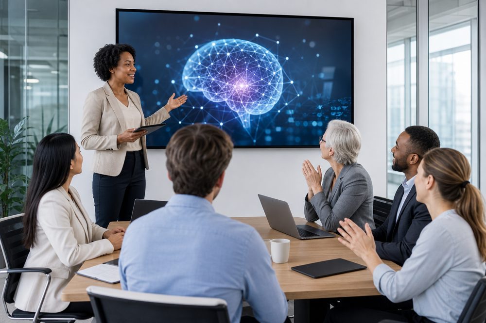 法人内でAI活用の社内研修・ワークショップが行われている様子