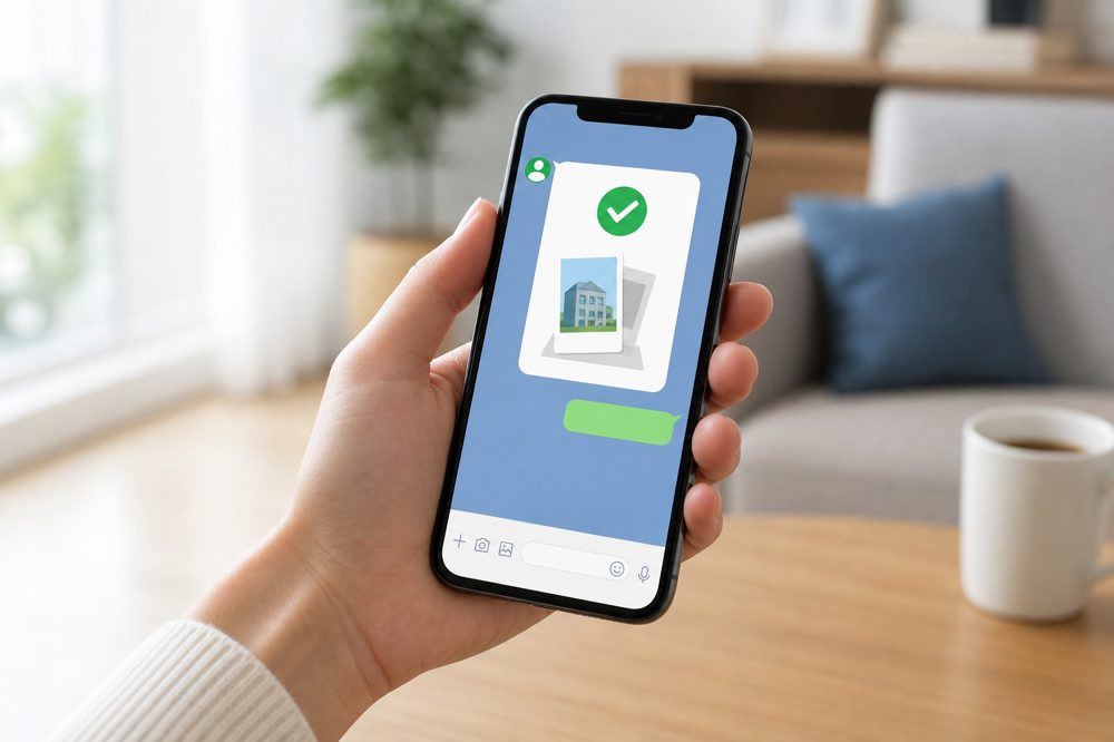 LINEを使って資料請求を完了するユーザー