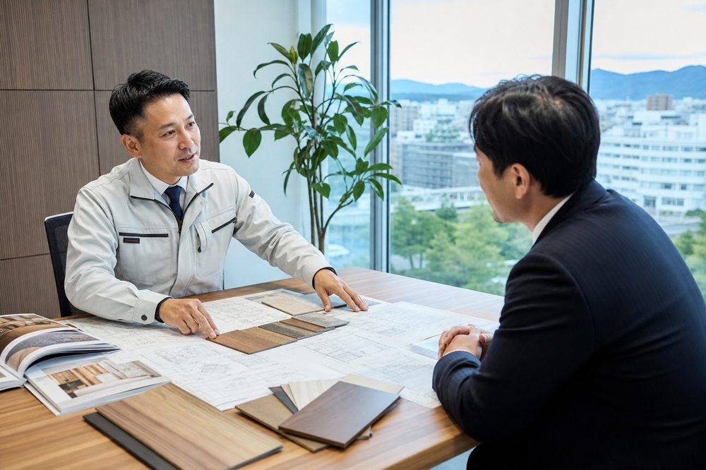 宮城県で法人リフォームの相談をする様子