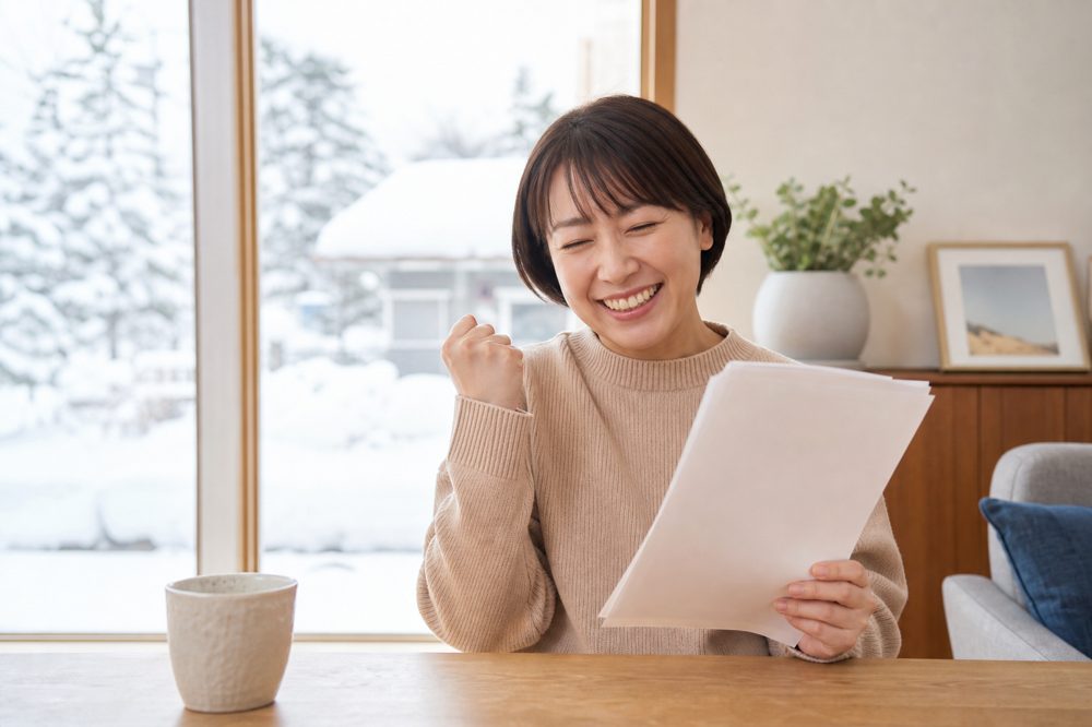 北海道で障害年金の受給が認められ安堵する人物のイメージ