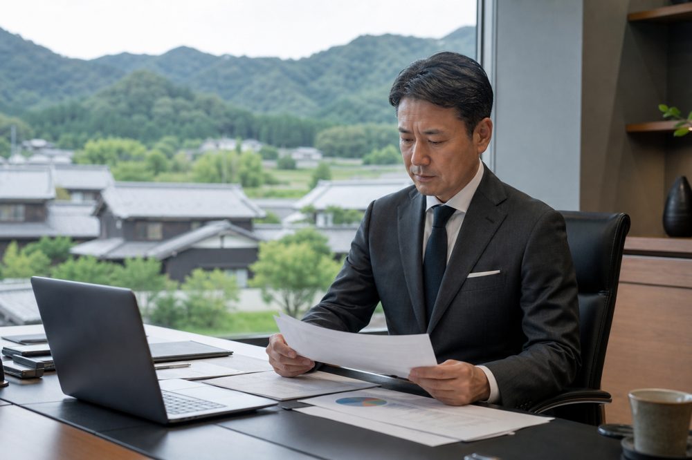 企業版ふるさと納税を検討するビジネスエグゼクティブ