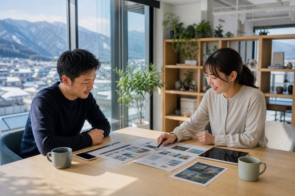 長野県の事業者とWeb制作会社が打ち合わせをしている様子