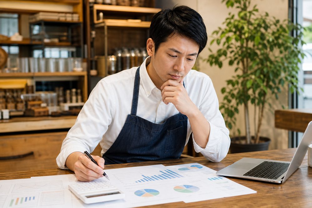 特定技能採用のコスト計算をしている中小企業の経営者