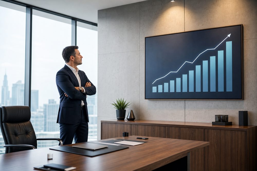 自社ブランドで新規事業を立ち上げる経営者のイメージ