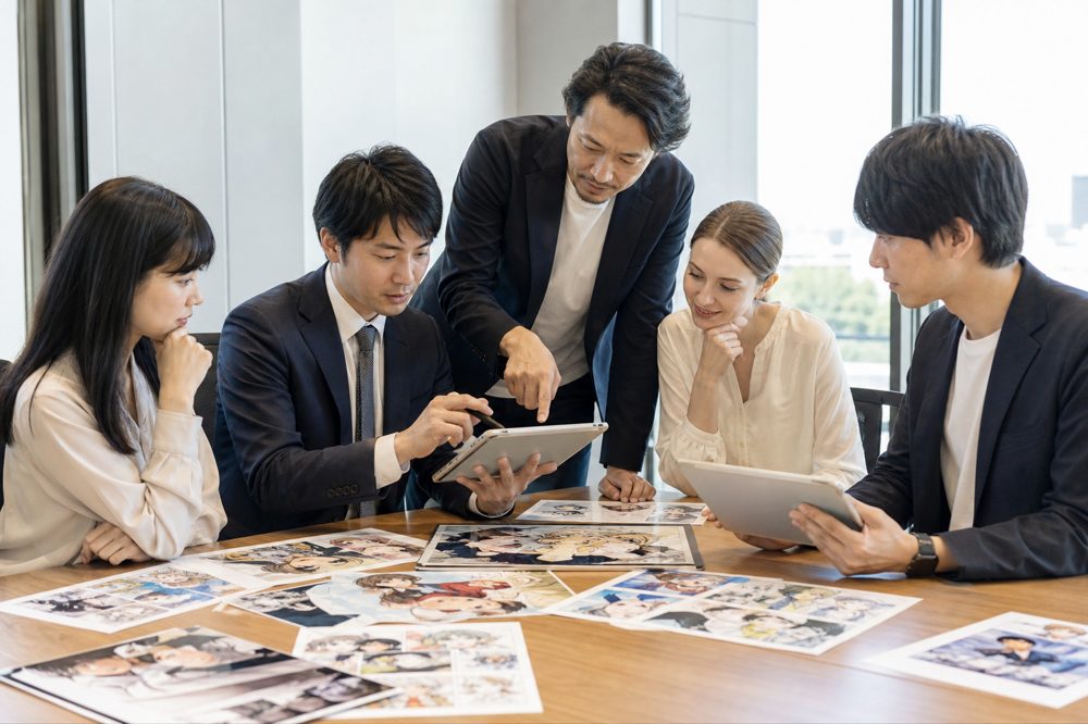 BtoB向けマンガ広告の社内レビューシーン