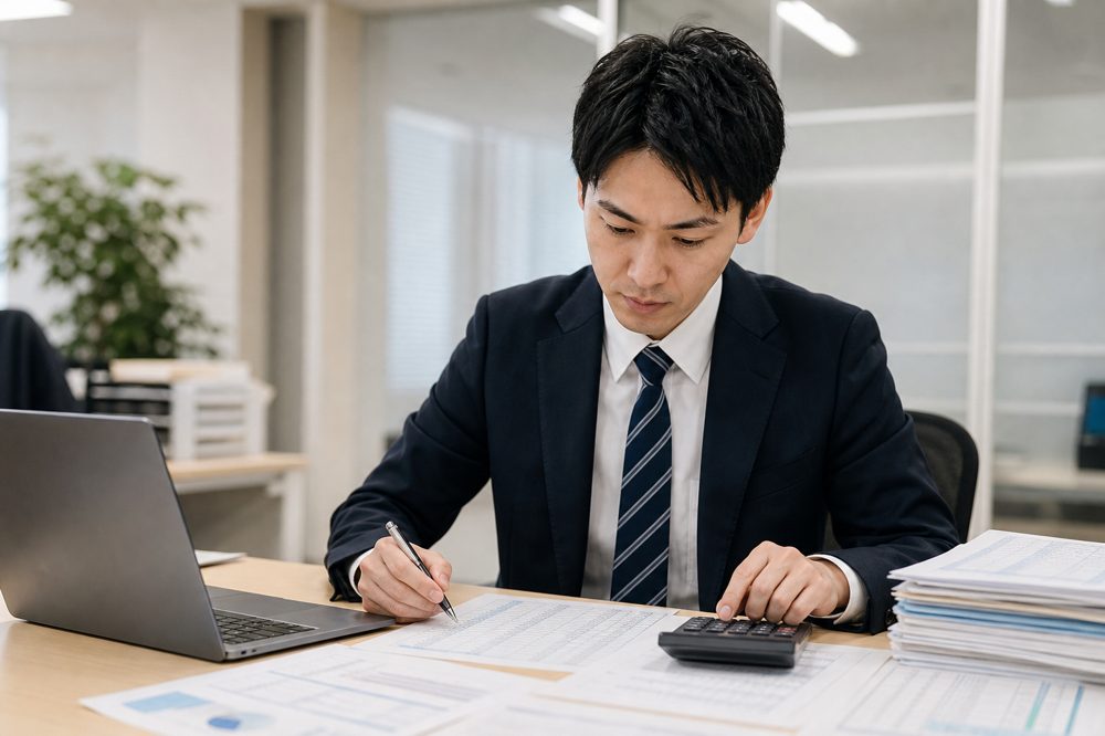 税務書類を処理する日本の会計士