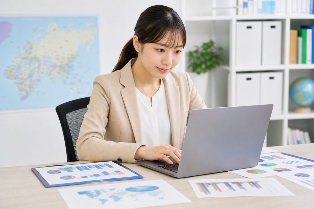入学者データを分析するスタッフの画面