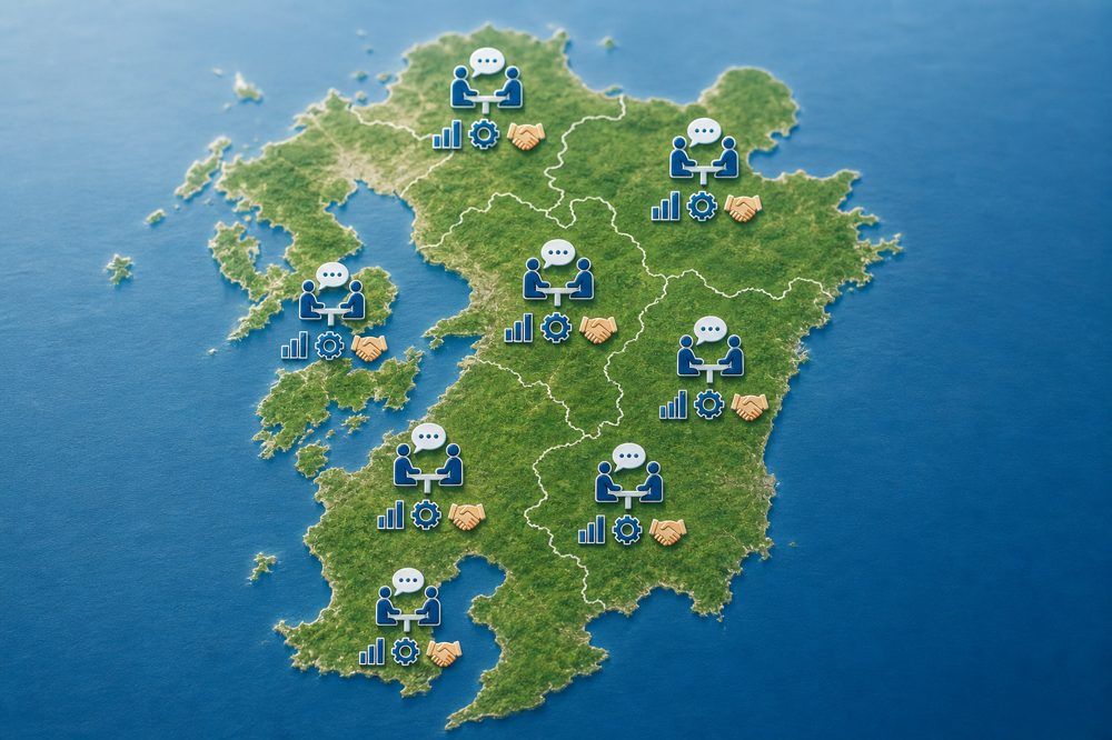九州各県の事業承継支援センターを示したマップイメージ