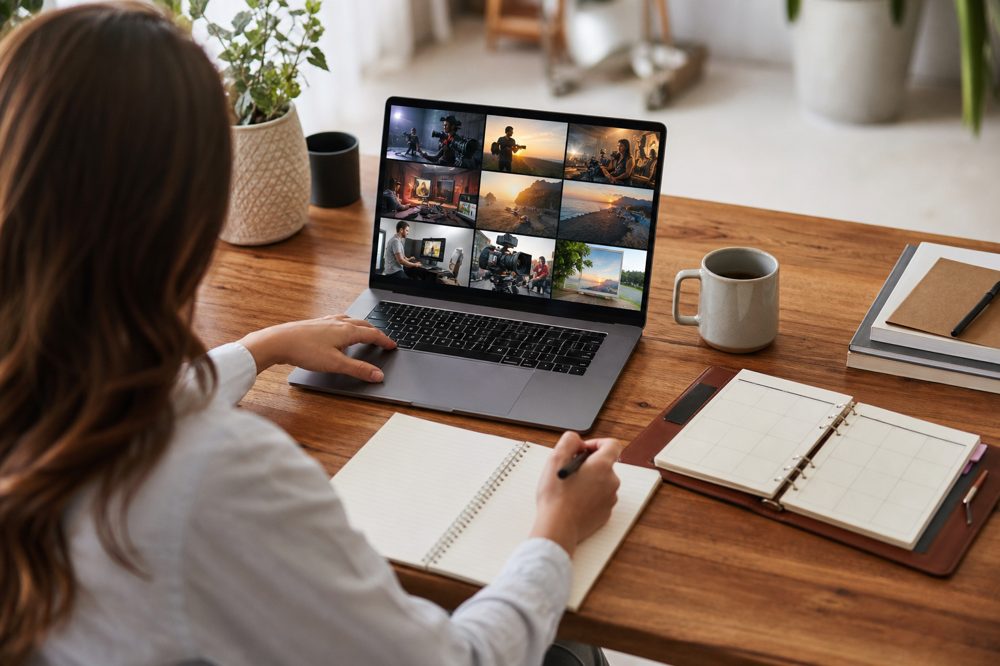 フリーランス動画クリエイターの選定をする中小企業経営者
