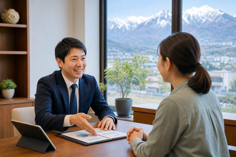 長野県内の経営相談窓口での保険見直し相談イメージ
