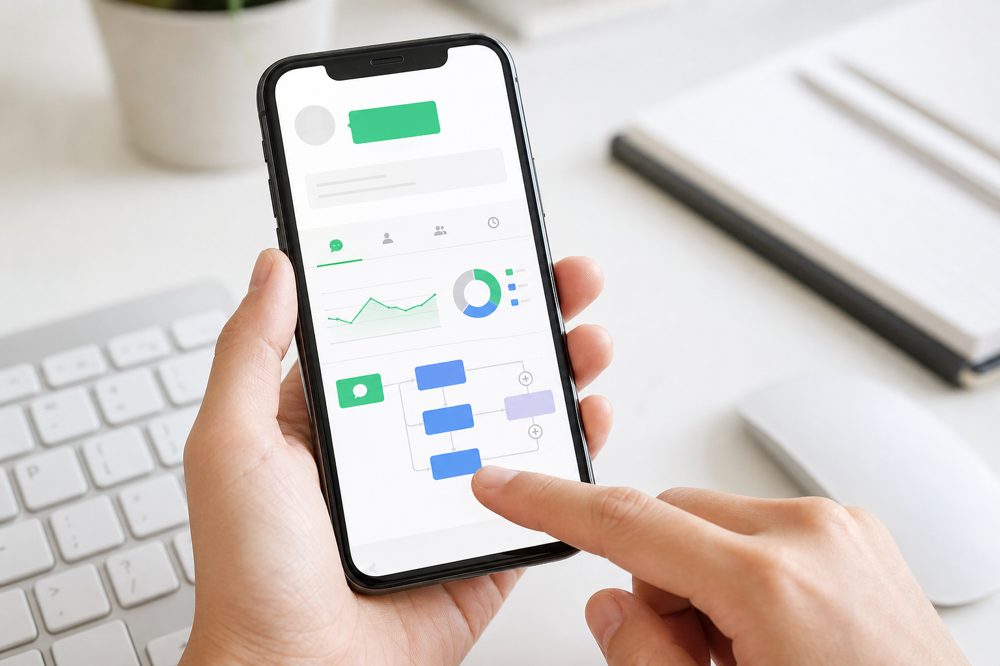 LINE公式アカウントの自動化ダッシュボードを表示したスマートフォン