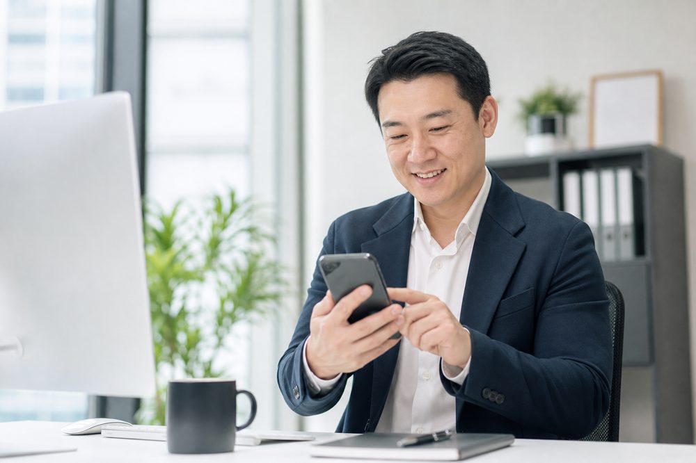 LINE公式アカウントで顧客管理をする様子