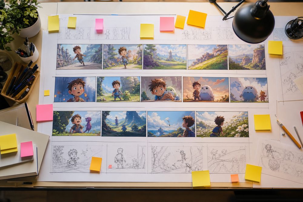 アニメーションPR動画の絵コンテ制作の様子