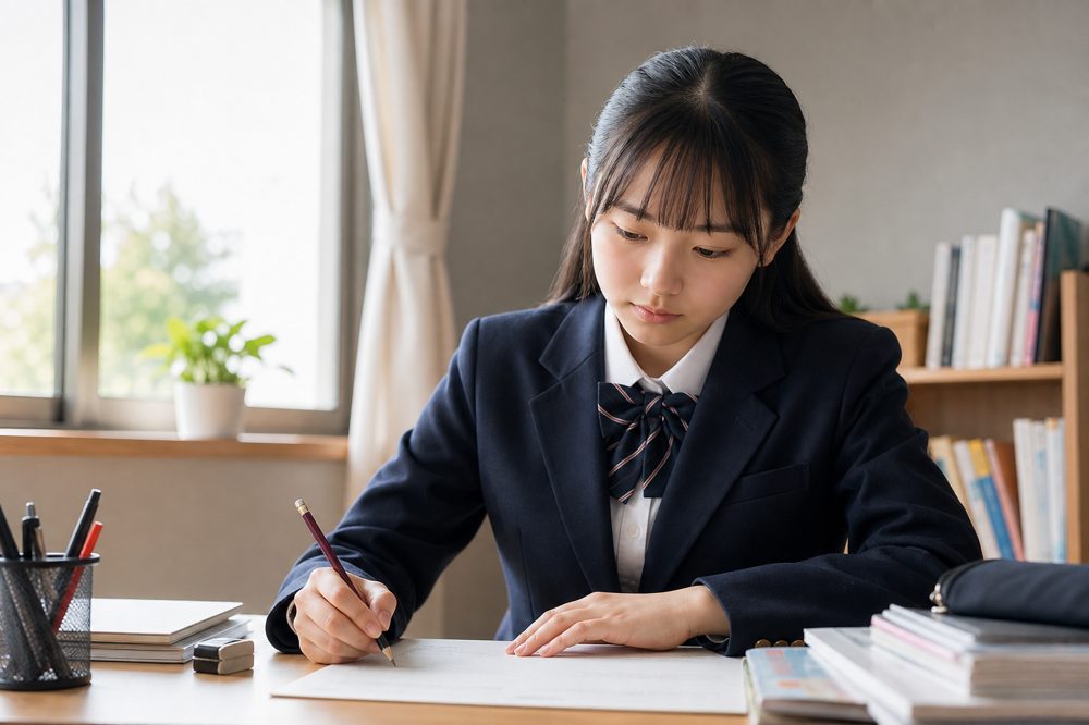 声優・マンガ系高校の入試出願準備をする中学生