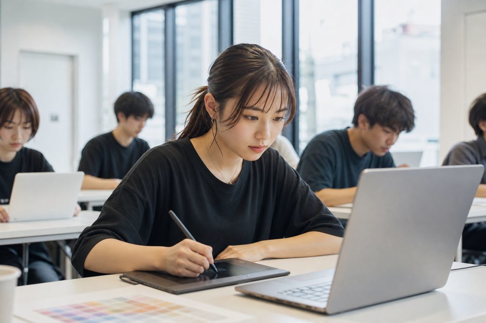 名古屋のクリエイタースクールで真剣に学ぶ受講生
