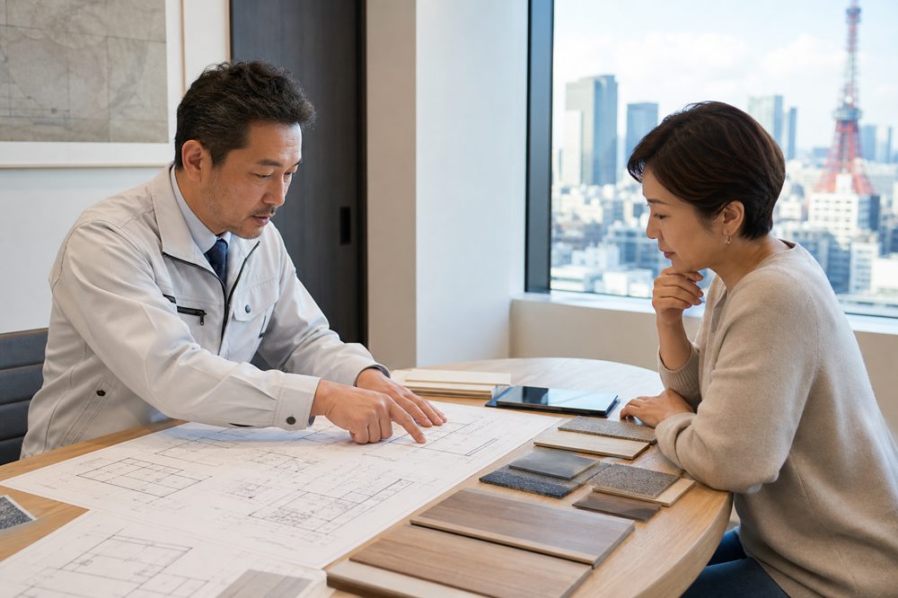 東京のリノベーション業者との打ち合わせシーン