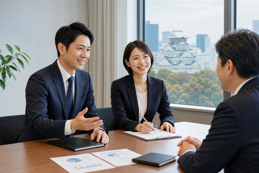 関西の法人保険相談で専門家と経営者が打ち合わせをしている様子