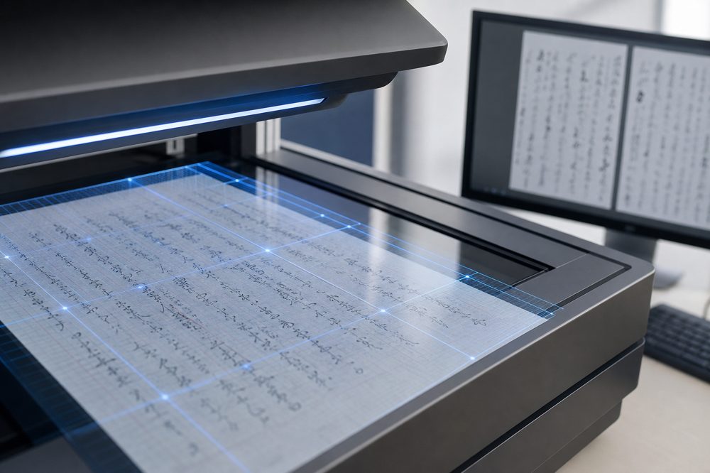 AI OCRが手書き文書を高精度で読み取るシーン