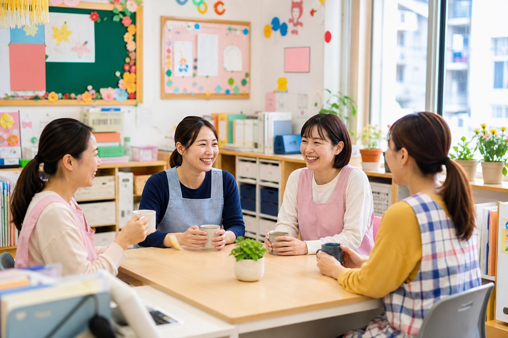 定着率が高い保育園のスタッフ室の様子