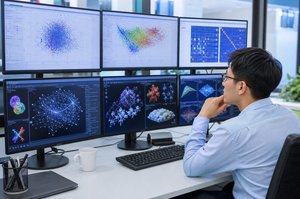 データサイエンティストがAI・機械学習モデルを分析しているシーン