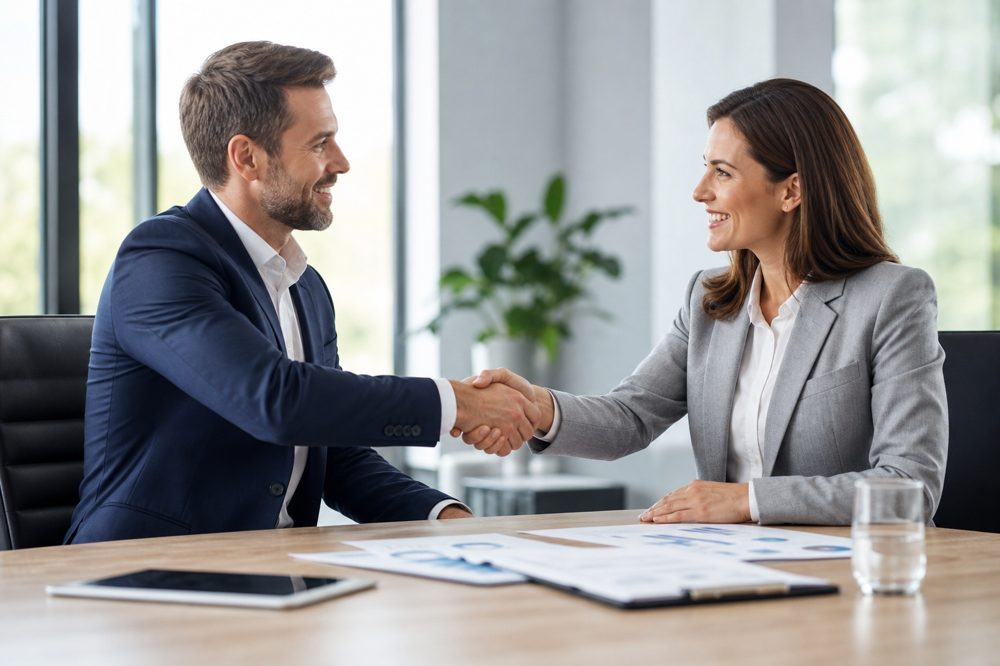 営業アウトソーシング会社との契約・握手のイメージ