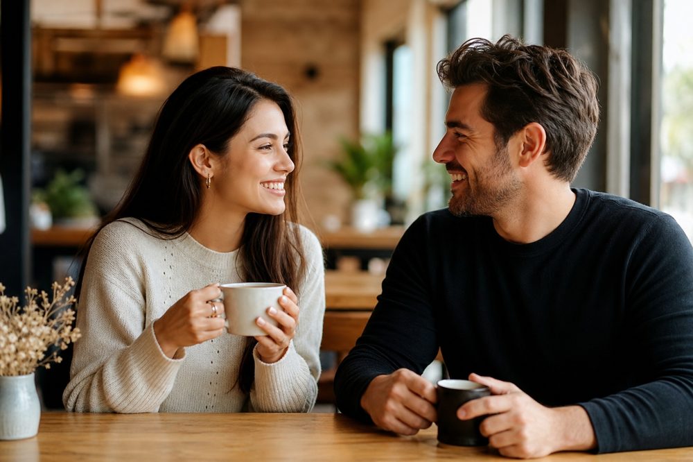 婚活で良い出会いを掴んだカップルの会話シーン