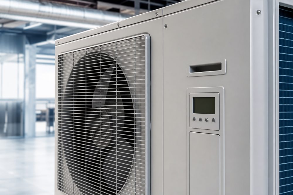 省エネラベル付きの最新業務用エアコン機器のイメージ