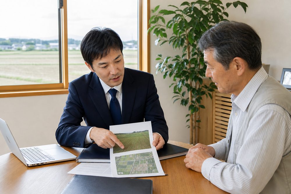 農地売却の税金について税理士と相談するイメージ