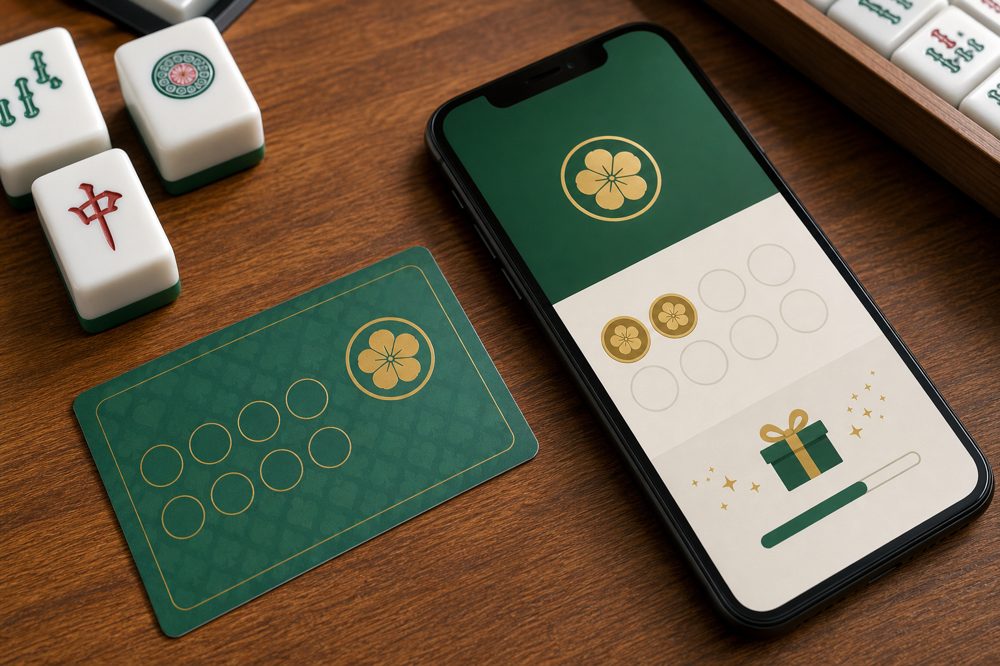 雀荘のポイントカードとデジタル会員アプリのイメージ